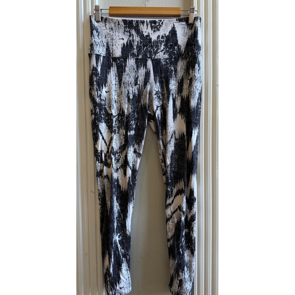 Lyssé‎ Women's Black White Abstract Print Activewear Leggings Size M EUC